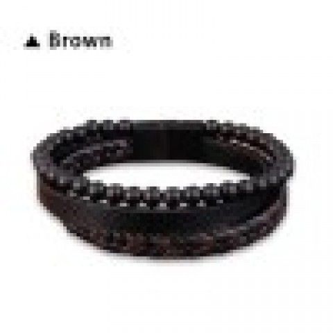 Natural Stone Obsidian Magnetic Buckle Leather Bracelet