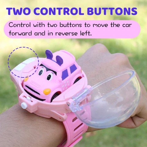 Children watch mini remote control car toy