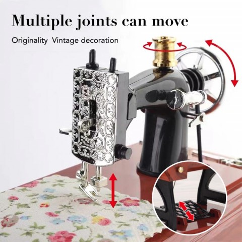 Wood Mini Sewing Machine Music Box