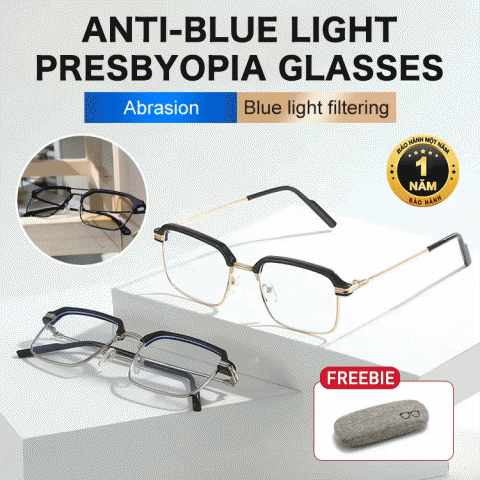 New square frame metal anti-blue light reading glasses