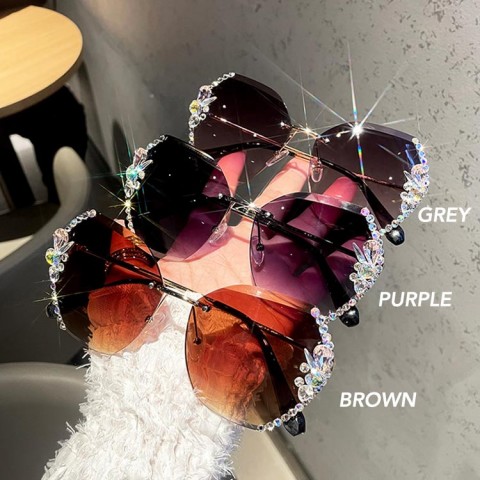 2022 Women Rimless Diamond Sunglasses