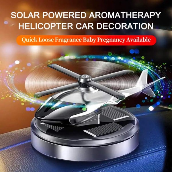 Solar powered aromatherapy helicopter car decoration