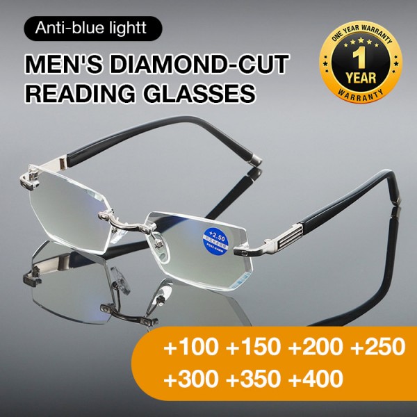 2023 fashionable diamond-cut progressive men reading glasses