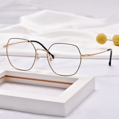 Ultra-light pure titanium retro polygonal glasses