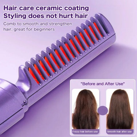 2 In 1 Rechargeable Negative Ion Hair Straightening Comb