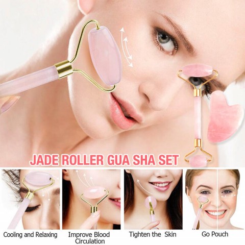 Jade Guasha Board Facial Roller Massager Anti Aging Beauty Slimming Firming & Wrinkles Removal